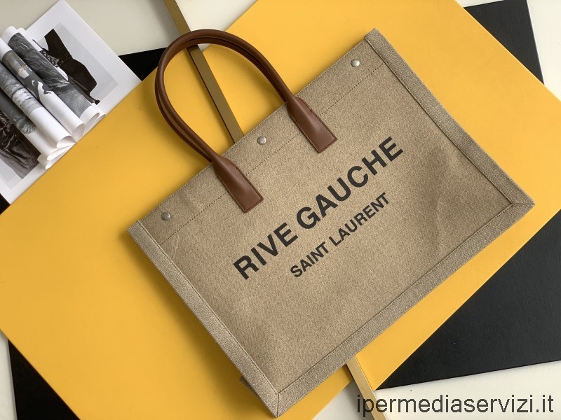 Replica Saint Laurent Rive Gauche Borsa Tote Grande In Tela Stampata E Pelle 509415 48x36x16cm