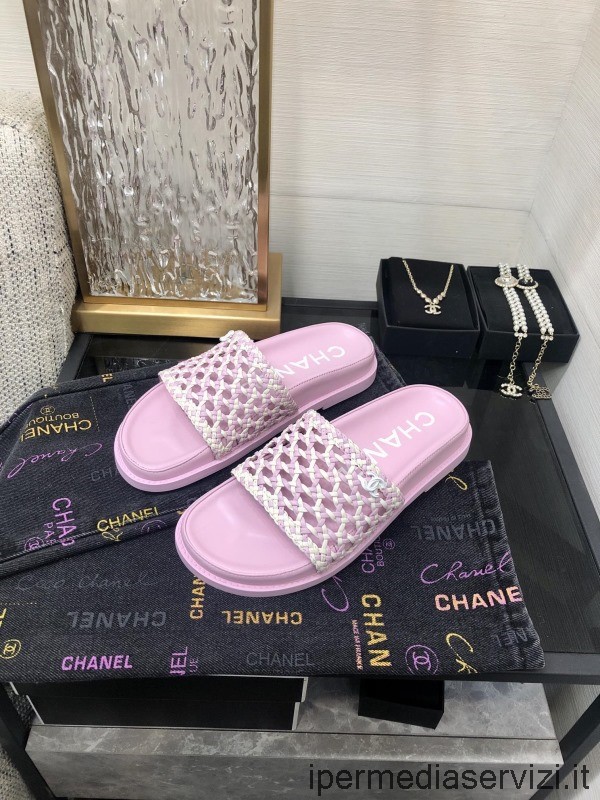Sandalo In Pelle Intrecciata Replica Chanel 2022 In Viola Chiaro Da 35 A 42