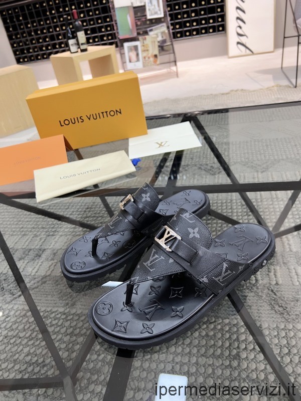 Sandalo Infradito Louis Vuitton Lv Nero Tela Monogramma Da 38 A 45