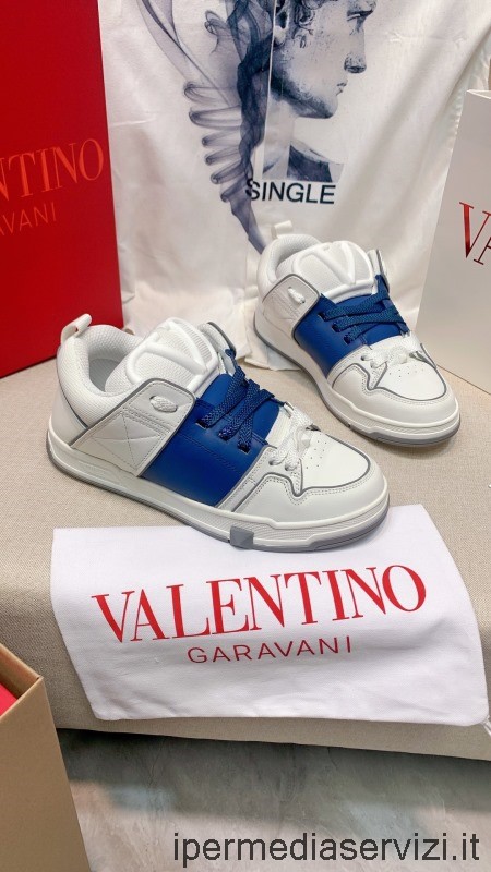 Replika Valentino Garavani Otwarte Skate Tenisówki W Kolorze Niebiesko-białej Skóry Cielęcej 35 Do 41 46