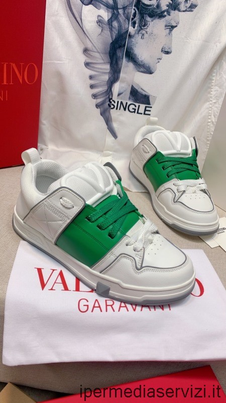 Replika Valentino Garavani Otwarte Skate Tenisówki W Kolorze Zielono-białej Skóry Cielęcej 35 Do 41 46