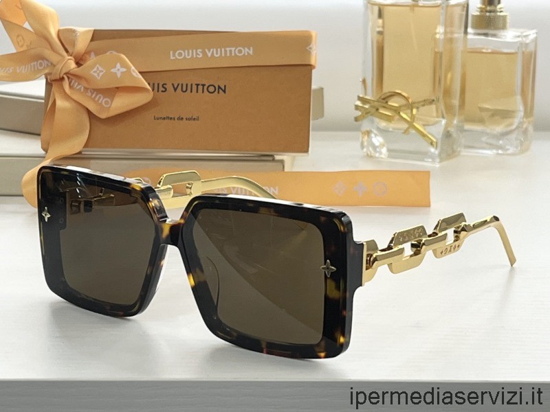Replika Louis Vuitton Repliki Okularów Przeciwsłonecznych Z1481e Brązowy