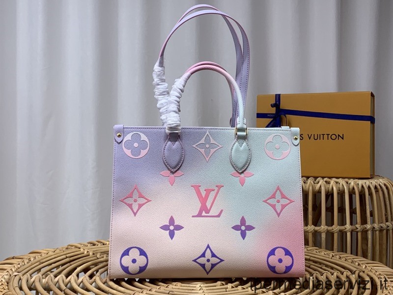 Réplica Louis Vuitton Onthego Mm Bolsa Tiracolo Em Lona Monograma Rosa Pôr Do Sol M20510 35x27x14cm