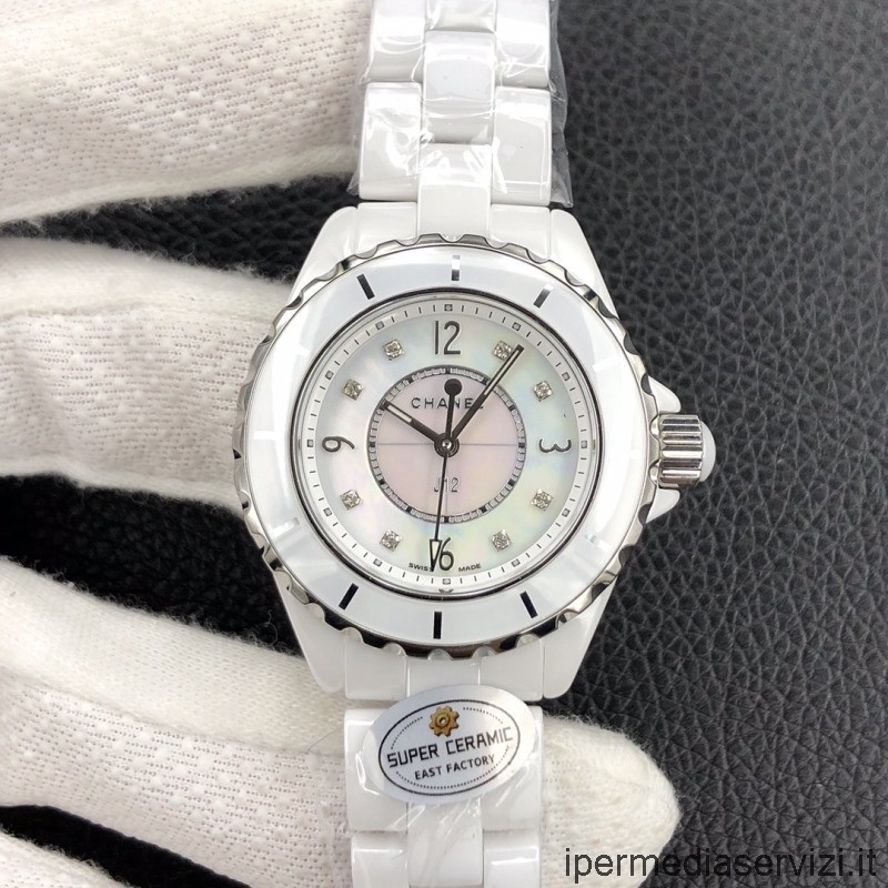 Réplica Chanel Vip J12 Mostrador Branco Relógio Feminino 33mm