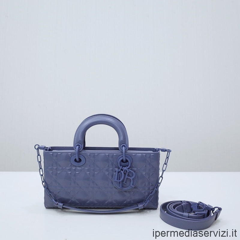 Réplica Dior Lady D Joy Bolsa Tiracolo Azul Cannage Pele De Bezerro 26x13x5cm