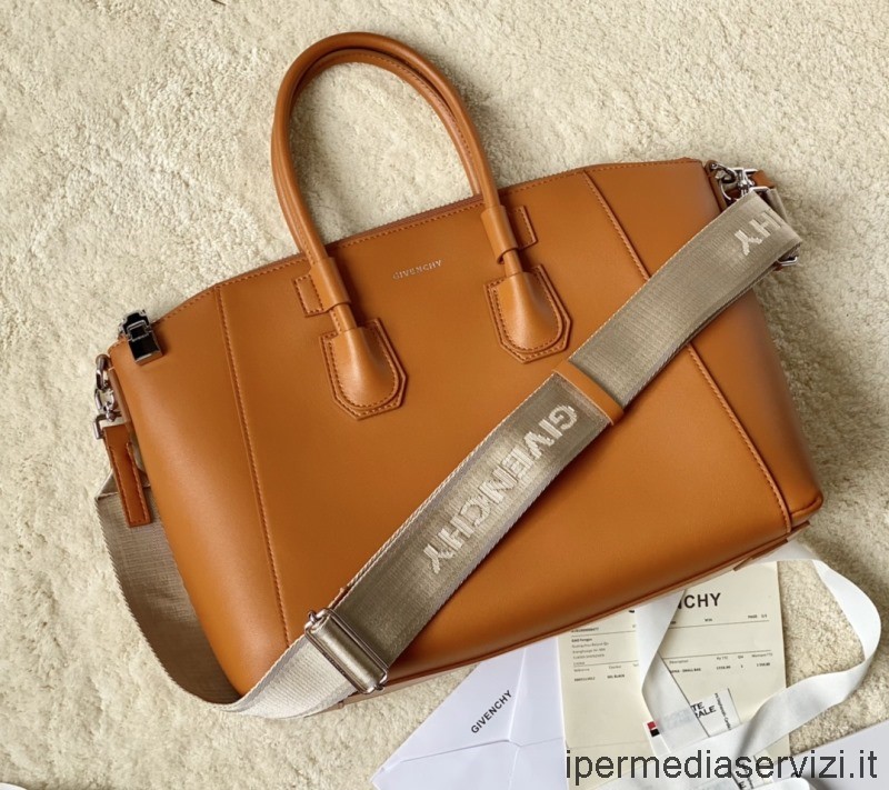 реплика Givenchy средняя коричневая спортивная кожаная сумка-тоут Antigona 33x7x25см