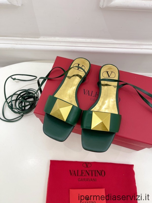 реплика Valentino Garavani макси сандалии с одной заклепкой из зеленой кожи 35 на 40