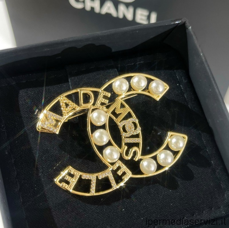 реплика Chanel Vip золотая брошь с логотипом Cc