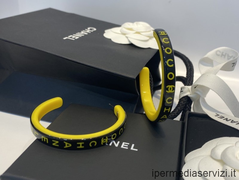 реплика Chanel желтое черное золото кокосовые серьги Ab8422