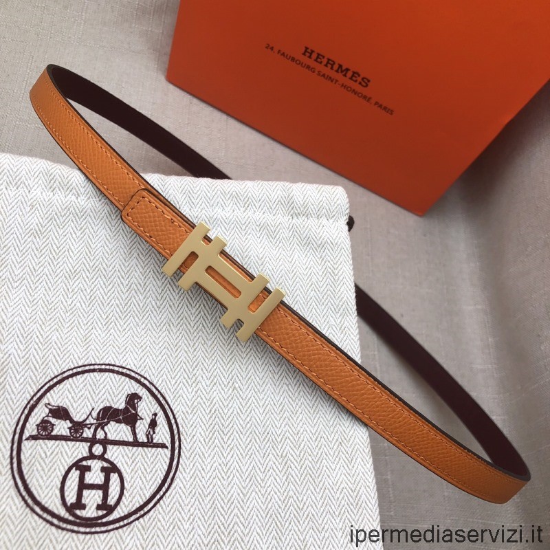 Реплика Hermes H Au Carre с пряжкой для ремня двусторонний кожаный ремешок оранжевый бордовый 13 мм
