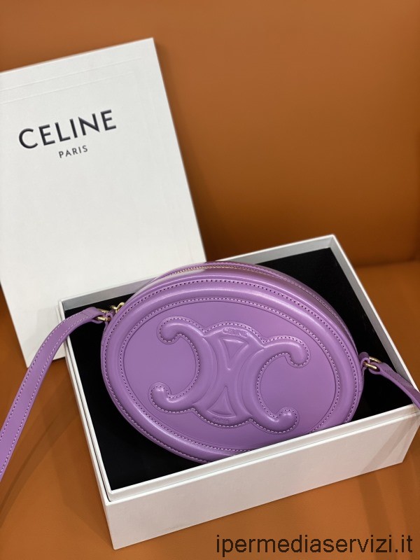 реплика сумка через плечо Celine Oval Wallet из гладкой телячьей кожи фиолетового цвета 198603 20x15x6см