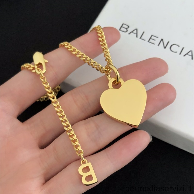 реплика Balenciaga золотое сердце медальон кулон ожерелье