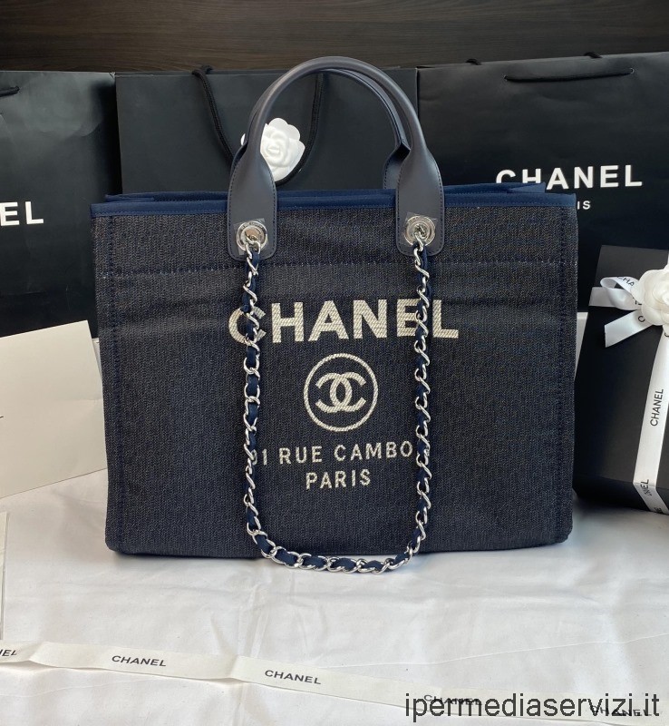 Replica Chanel Grande Borsa A Tracolla Shopping A Catena Deauville Nera A66941 38x32x18cm