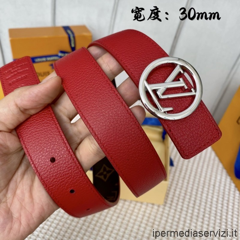 Replica Louis Vuitton Lv Circle 30 Mm Reversibile Monogramma Cintura In Pelle Rossa