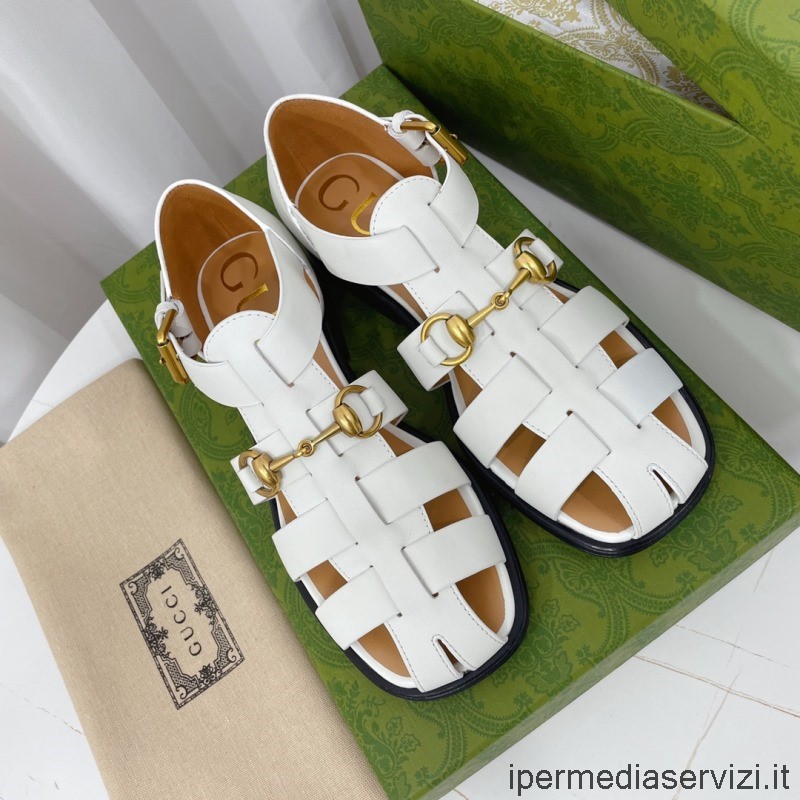 Sandalo Da Donna Replica Gucci Con Morsetto In Pelle Bianca Da 35 A 40