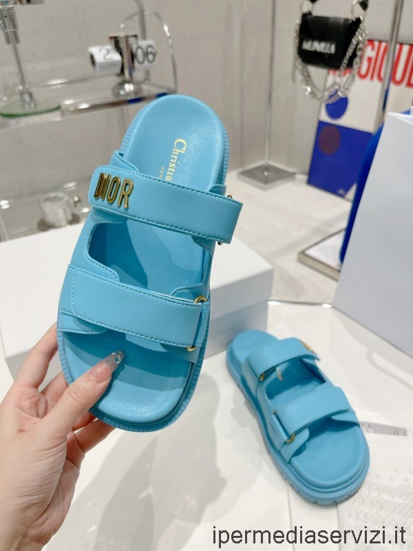 Sandalo Slide Replica Dior 2022 Dioract In Pelle Di Agnello Azzurro Da 35 A 40