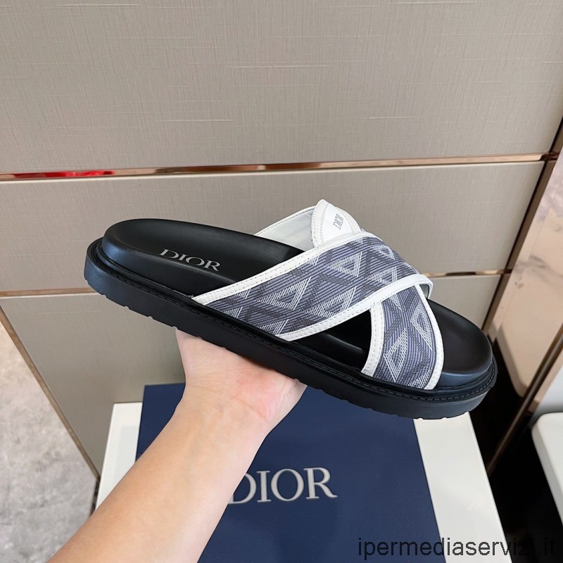 Replica Dior Aqua Slide Sandalo In Tela Diamantata Cd Grigia Da 38 A 45