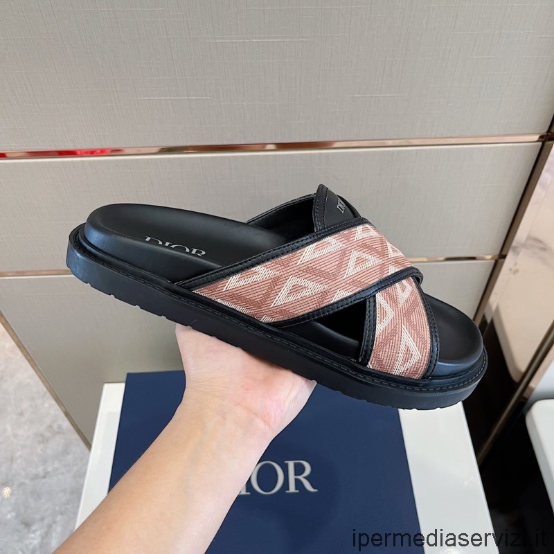 Replica Dior Aqua Slide Sandalo In Tela Diamantata Cd Marrone Da 38 A 45