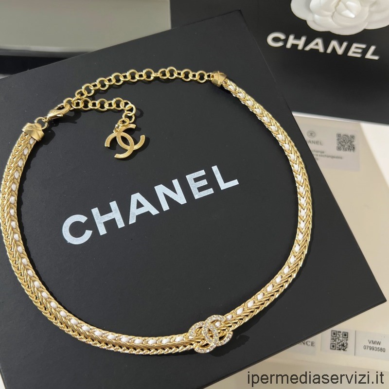 Replica Chanel Vip Oro Nero Cristalli Cc Catena Collana Ab8307