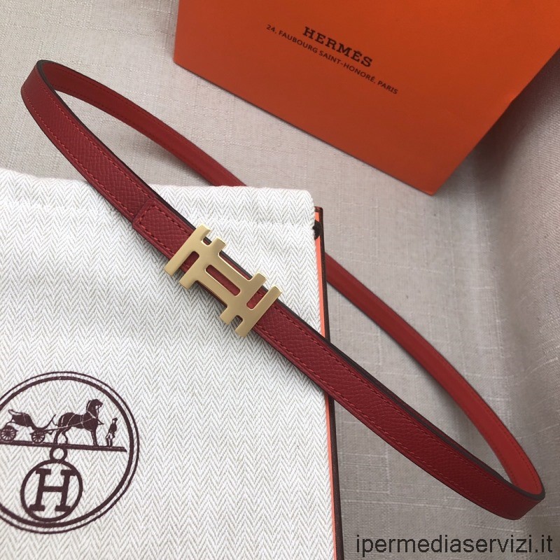 Replica Hermes H Au Carre Fibbia Della Cintura Cinturino In Pelle Reversibile Rosso 13 Mm