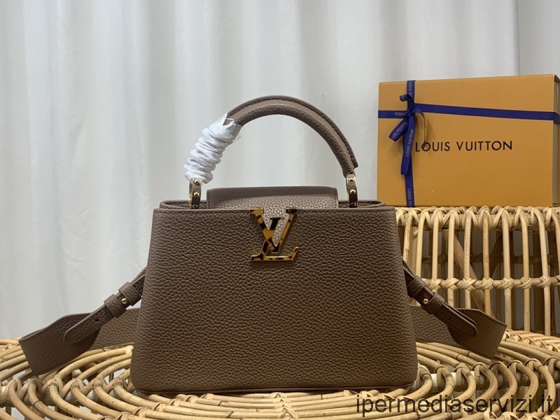 Replika Louis Vuitton Capucines Bb Crossbody-väska I Brunt Taurillon-läder M59066 M48865 27x18x9cm