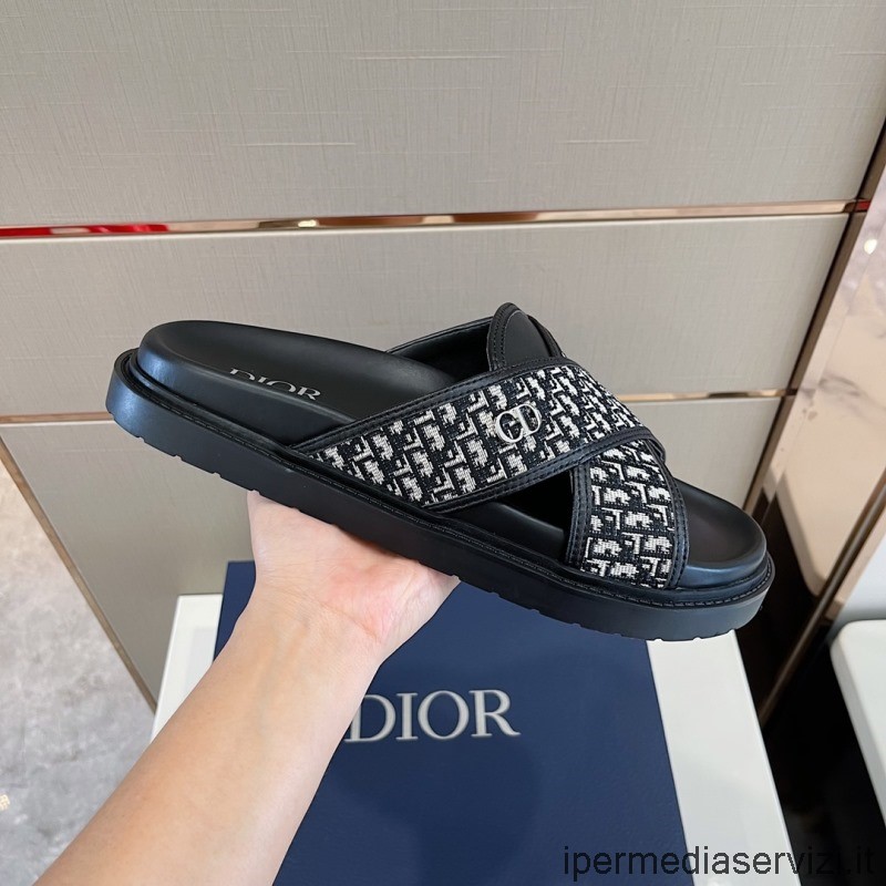 Replica Dior Aqua Slide Sandal I Blå Dior Oblique Jacquard 38 Till 45