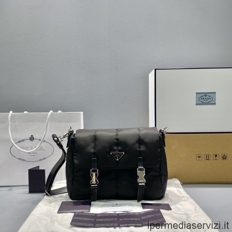 Replica Prada Black Re Nylon Messenger Bag 29x22x10cm