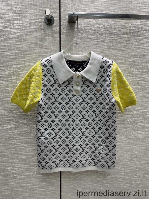 Replika Louis Vuitton Gul Accent Polo Stickad Skjorta Topp Sml