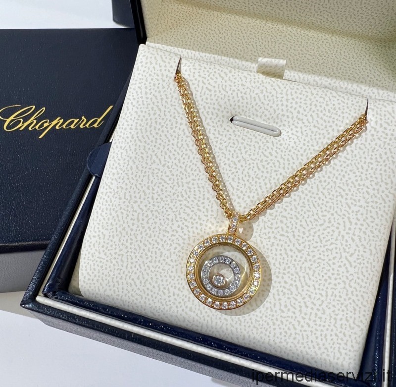 Replika Chopard Vip Guld Glada Diamanter Hänge Halsband