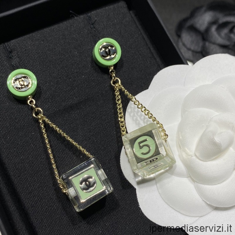 Replica Chanel Cc N5 Crystals örhängen Gröna