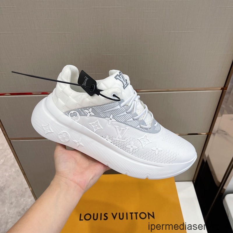 Replica Louis Vuitton Show Up Sneaker I Vit Monogramblomma Och Damier Stickad 38 Till 45