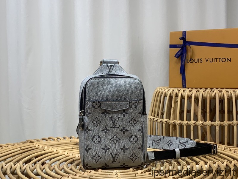 Louis Vuitton Outdoor Slingbag In Gunmetal Grey Monogram Canvas And Taiga Cowhide Leather จำลอง M30833 13x21x5cm