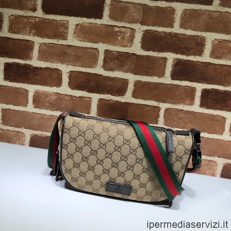 แบบจำลอง Gucci สีเบจ GG Supreme กระเป๋าเข็มขัดผ้าใบ 449132 24x13x15cm
