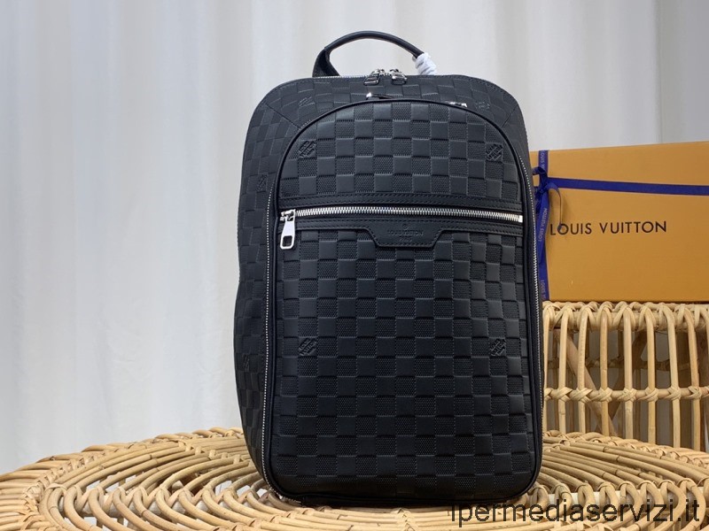 แบบจำลอง Louis Vuitton บุรุษ Michael Nv2 กระเป๋าเป้สะพายหลังสีดำ Damier Infini Onyx หนัง N45287 29x42x13cm