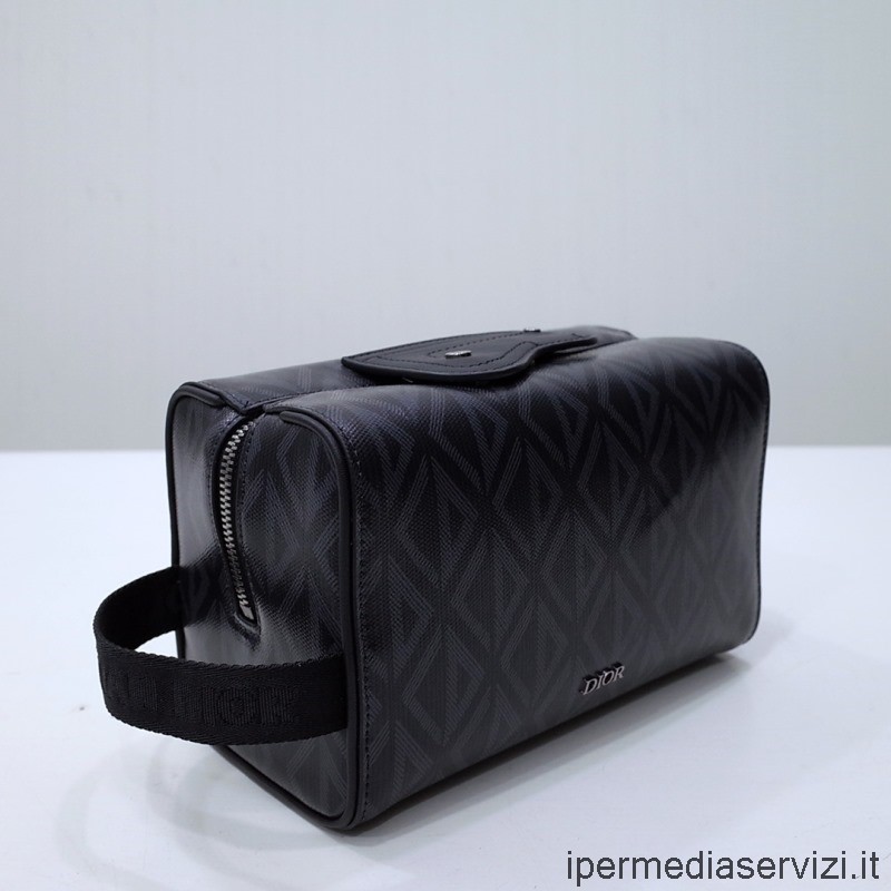 แบบจำลอง Dior Lingot แป้งกรณีสีดำ Cd กระเป๋าผ้าใบเพชร 21x12x10cm