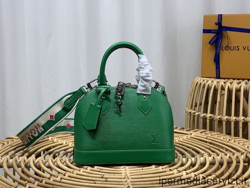 Louis Vuitton Alma Bb Tote กระเป๋าสะพายไหล่สีเขียว Epi หนัง M59358 23x17x11cm