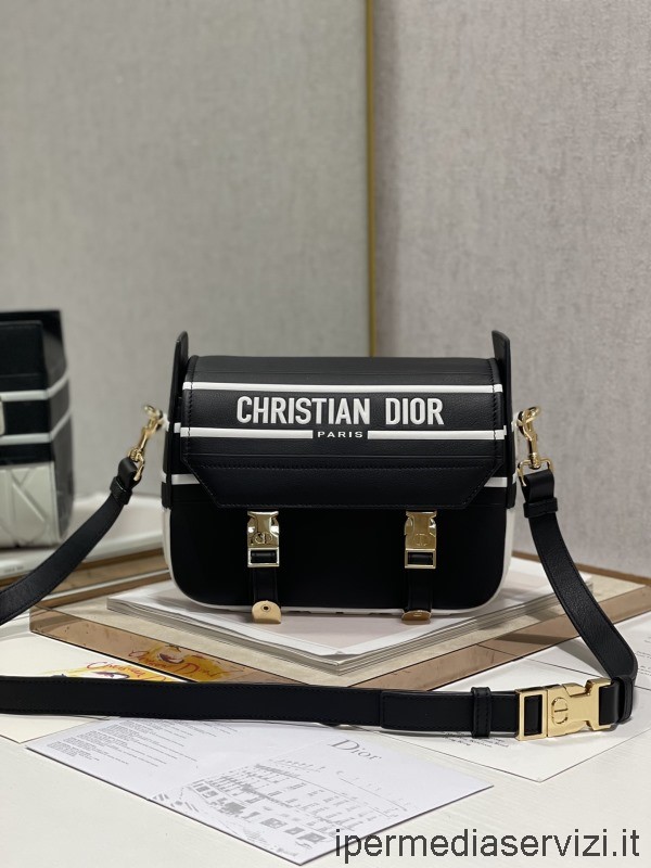 กระเป๋าสะพายข้าง Dior Dior รุ่น Dior ขนาดเล็ก หนังลูกวัวสีดำเรียบ 24x9x19cm