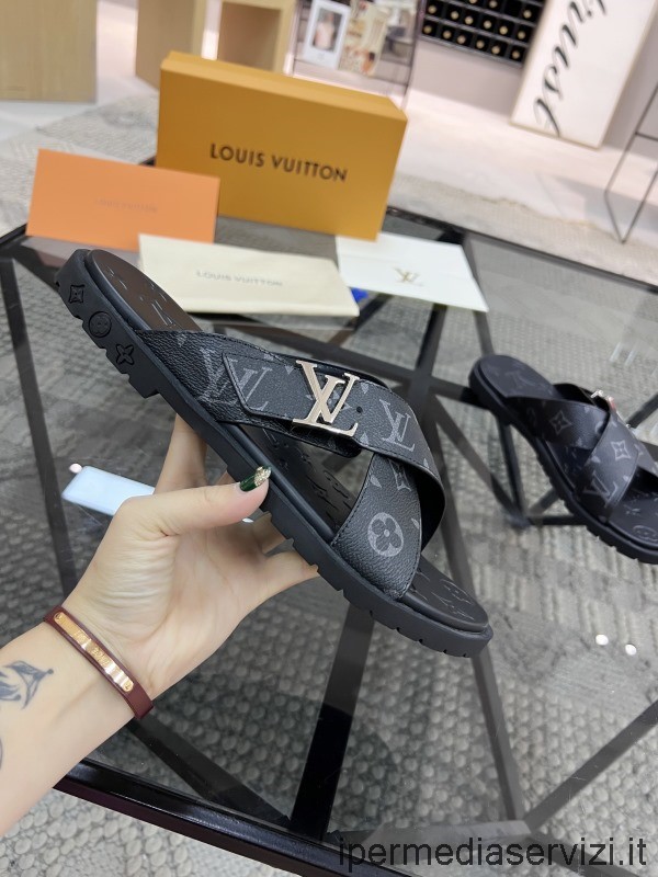 Louis Vuitton Lv Black Monogram Canvas Criss Cross Sandal 38 ถึง 45