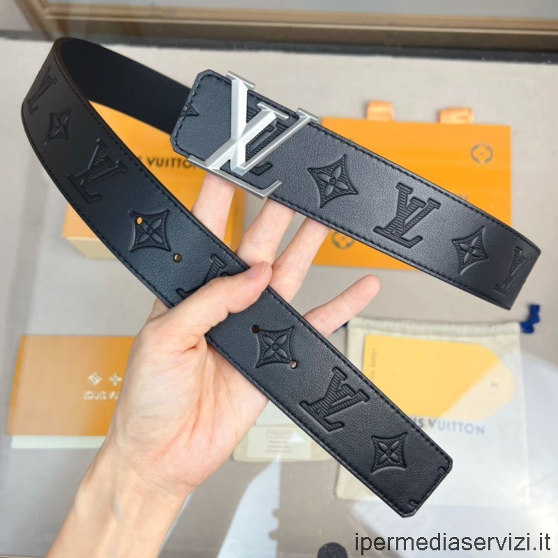 Louis Vuitton Lv Initiales 40mm Reversible Belt In Black Monogram Leather  แบบจำลอง