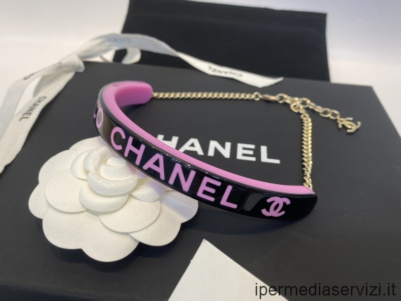 Chanel ม่วง ทองดำ Coco Choker Ab8493