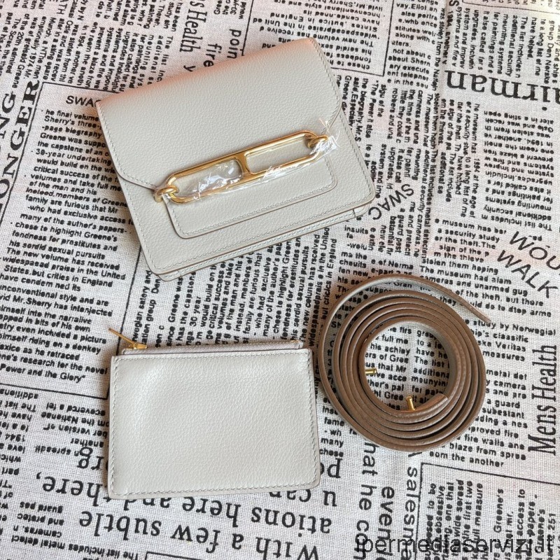 Replika Hermes Vip Roulis Ince Cüzdan Beyaz Evercolor Dana Derisinden Fermuarlı Değişim çantalı 12x10x3cm