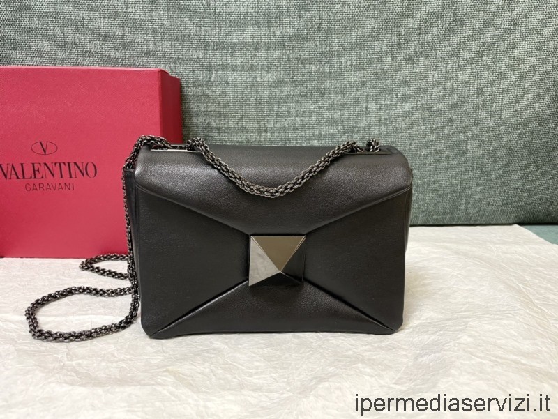 Replika Valentino Garavani Siyah Napa Deri Zincirli Tek Saplı çapraz Askılı Omuz çantası 19x14x11cm