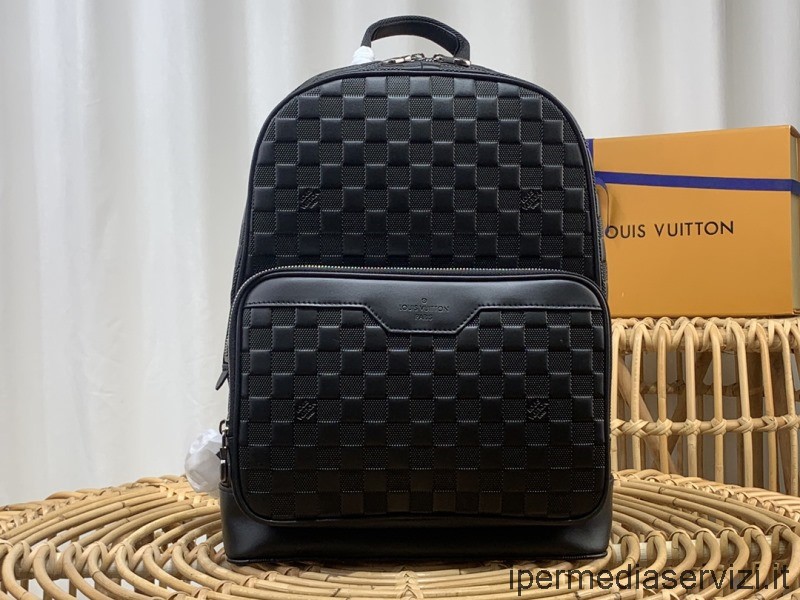 çoğaltma Louis Vuitton Kampüsü Siyah Damier Infini Oniks Gümüş Dana Derisinde Erkek Sırt çantası N40094 N40306 30x39x13cm