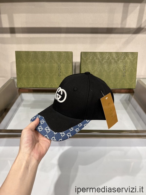 çoğaltma Gucci Birbirine Kenetlenen G Tuval Beyzbol şapkası şapka Siyah
