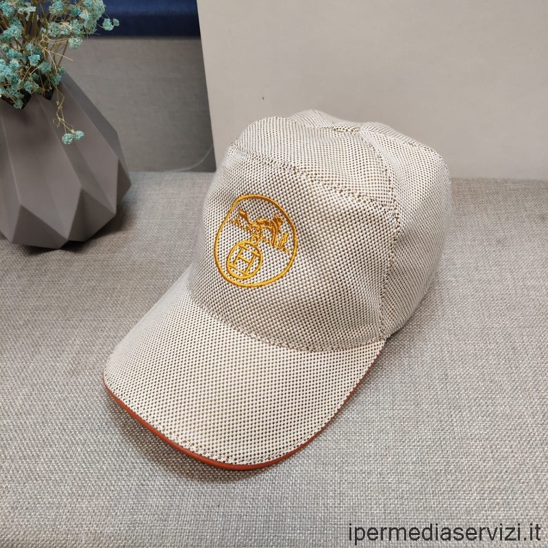çoğaltma Hermes Paris Bej Tuval Beyzbol şapkası şapka