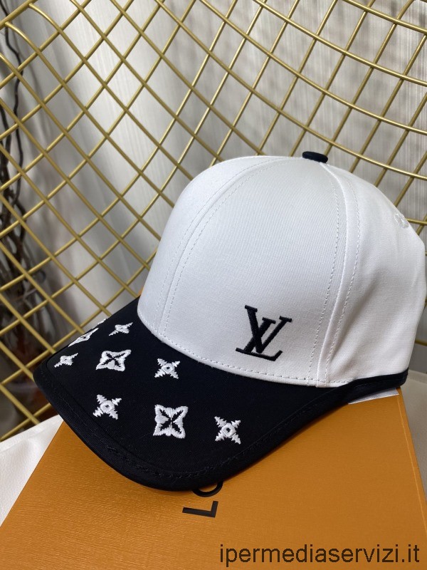 çoğaltma Louis Vuitton Lv Hazır Ol Siyah Beyaz Monogram Tuval Beyzbol şapkası şapka