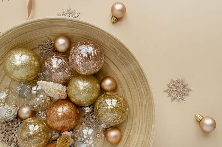 Palline oro, oro rosa, glitter